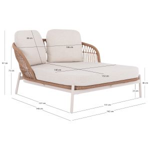Chaise longue 2 places Quantum Destiny Zen Sm6172 ivory color, aluminum - polyethylene rubber, beige 162x148x97 cm.