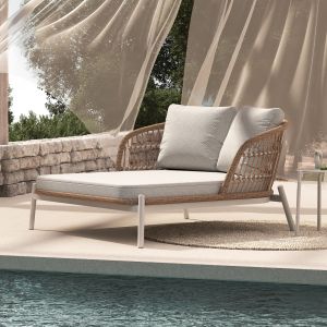 Chaise longue 2 places Quantum Destiny Zen Sm6172 ivory color, aluminum - polyethylene rubber, beige 162x148x97 cm.