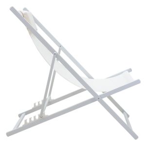 Corte chaise longue beech aluminum white-beige textile fabric