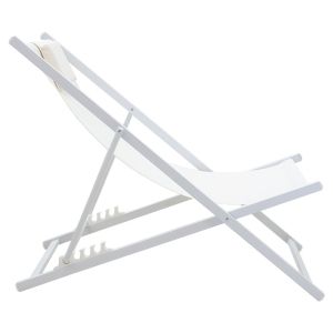 Corte chaise longue beech aluminum white-beige textile fabric