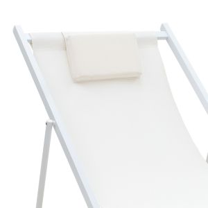Corte chaise longue beech aluminum white-beige textile fabric