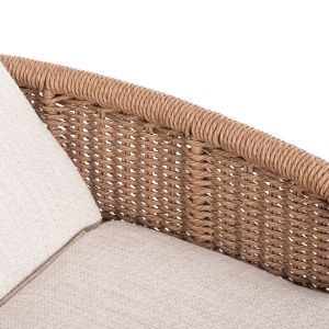 Chaise longue Destiny Zen Sm6182, white aluminum frame and cushions, natural rattan armrests 205.5x86x58-104 cm.
