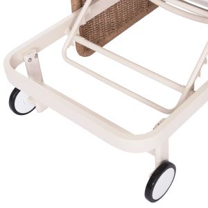 Chaise longue Destiny Zen Sm6182, white aluminum frame and cushions, natural rattan armrests 205.5x86x58-104 cm.