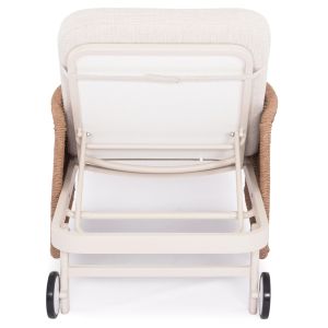 Chaise longue Destiny Zen Sm6182, white aluminum frame and cushions, natural rattan armrests 205.5x86x58-104 cm.