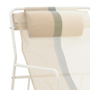Chaise longue Faisty metal White-textline gray-beige-cushion 65x83x86cm