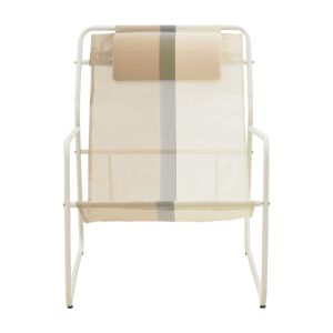Chaise longue Faisty metal White-textline gray-beige-cushion 65x83x86cm