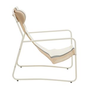 Chaise longue Faisty metal White-textline gray-beige-cushion 65x83x86cm