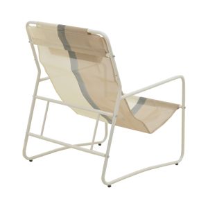 Chaise longue Faisty metal White-textline gray-beige-cushion 65x83x86cm