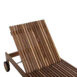 Lagertha solid teak chaise longue with wheels Hm5963,11 200x65x102hcm
