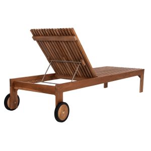 Lagertha solid teak chaise longue with wheels Hm5963,11 200x65x102hcm