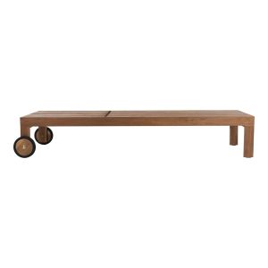 Lagertha solid teak chaise longue with wheels Hm5963,11 200x65x102hcm