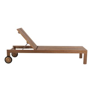 Lagertha solid teak chaise longue with wheels Hm5963,11 200x65x102hcm
