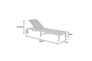 Mailo chaise longue, white aluminum and beige textile, 71x206x30cm