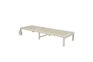 Mailo chaise longue, white aluminum and beige textile, 71x206x30cm