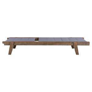 Milos chaise longue Hm10685.02 beech in walnut-gray textile cushion cover 204x65x92.5 cm.