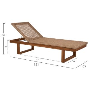 Chaise longue Patron solid teak wood Hm5993 191x65x86hcm