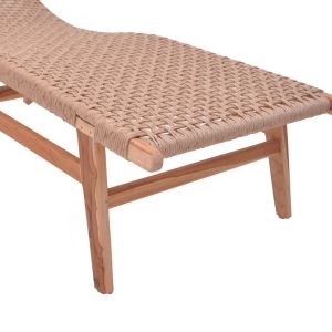 Chaise longue Rebelise natural teak wood and natural rope 60x180x85cm