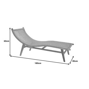Chaise longue Rebelise natural teak wood and natural rope 60x180x85cm