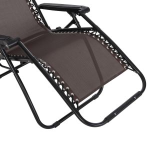 Relaxcompanion chaise longue brown textile-black metal 67x145x110hcm Hm5095,13