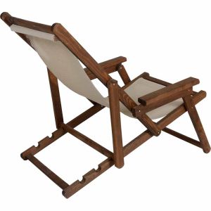 Retto sun lounger with solid wood frame for beach/garden