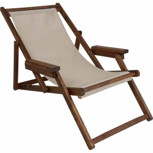 Retto sun lounger with solid wood frame for beach/garden