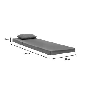 Chaise longue Sadie, fabric, grey 65x185x15cm