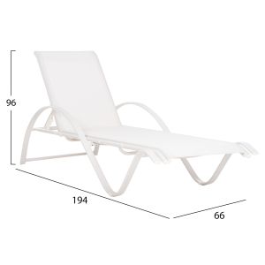 Wakana chaise longue, white aluminum with white textile, 194x54-66x30cm Hm5133,02