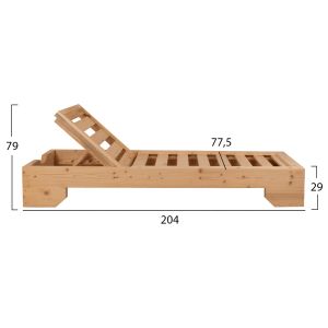 Шезлонг Wooden Heavy Duty Macedonia, натурална импрегнация, 204x77,5x29cm Hm5646,03