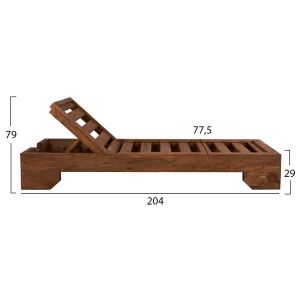 Wooden Heavy Duty Macedonia Chaise Lounge, walnut, 204x77.5x29cm Hm5646.01