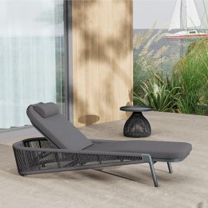 Chaise longue Xantion Hm6475.01 aluminum-rope-olefin fabric in dark gray 75x210x92cm.