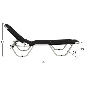Aluminum chaise longue Waldo black 195x53-60x30cm Hm5071.90