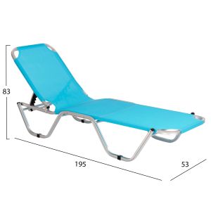 Chaise longue aluminum light blue 60x195x30cm Hm5071,08