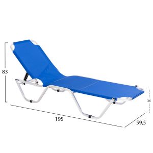 Chaise longue aluminum blue, 60x195x30cm Hm5071,01