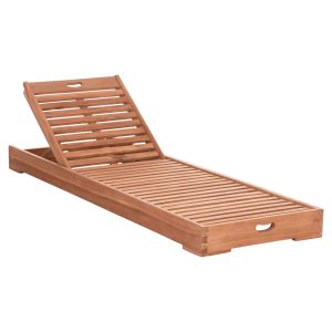 Chaise longue without cushions Chet Hm6160 teak wood in natural color 200x65x13cm.
