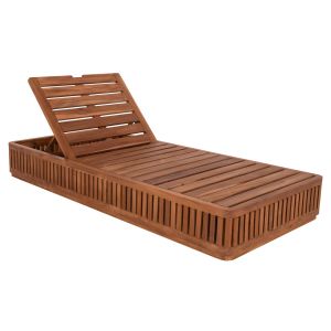 Chaise longue without cushions Vernon Hm6331 teak wood in natural color 200x80x25cm.
