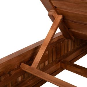 Chaise longue without cushions Vernon Hm6331 teak wood in natural color 200x80x25cm.