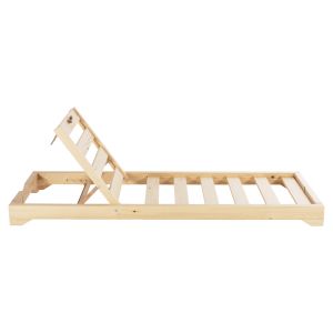 Low Ikaria beach lounger, Hm6115,01, made of pine wood in natural color, 80x208x32-100hcm