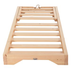 Low Ikaria beach lounger, Hm6115,01, made of pine wood in natural color, 80x208x32-100hcm