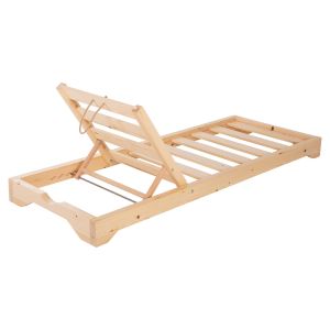 Low Ikaria beach lounger, Hm6115,01, made of pine wood in natural color, 80x208x32-100hcm