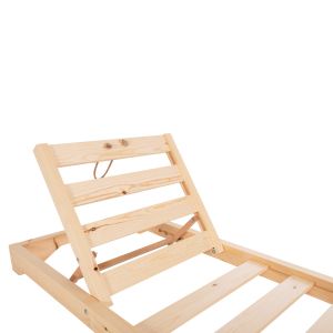 Low Ikaria beach lounger, Hm6115,01, made of pine wood in natural color, 80x208x32-100hcm