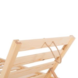 Low Ikaria beach lounger, Hm6115,01, made of pine wood in natural color, 80x208x32-100hcm