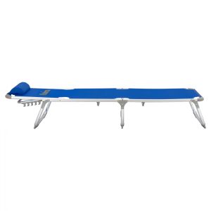 Beach lounger, heavy type, blue aluminum, 188x58x28-80cm Hm5054,01