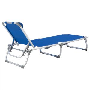 Beach lounger, heavy type, blue aluminum, 188x58x28-80cm Hm5054,01