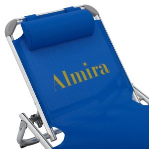 Beach lounger, heavy type, blue aluminum, 188x58x28-80cm Hm5054,01