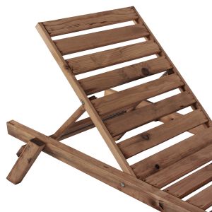 Chaise lounge solid fir wood in walnut shade, Hm11431,01 72x196x29-84 H Sm