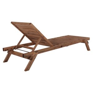 Chaise lounge solid fir wood in walnut shade, Hm11431,01 72x196x29-84 H Sm