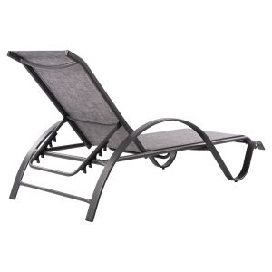 Aluminum chaise longue, gray with gray textile, 194x54-66x30cm Hm5133,01