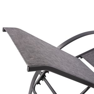 Aluminum chaise longue, gray with gray textile, 194x54-66x30cm Hm5133,01
