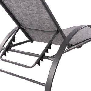 Aluminum chaise longue, gray with gray textile, 194x54-66x30cm Hm5133,01