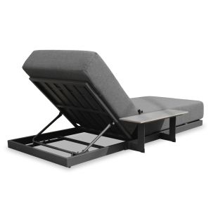 Chaise longue with built-in side table Sublime Sm6560.01 gray aluminum and sintered stone 193x69x26in